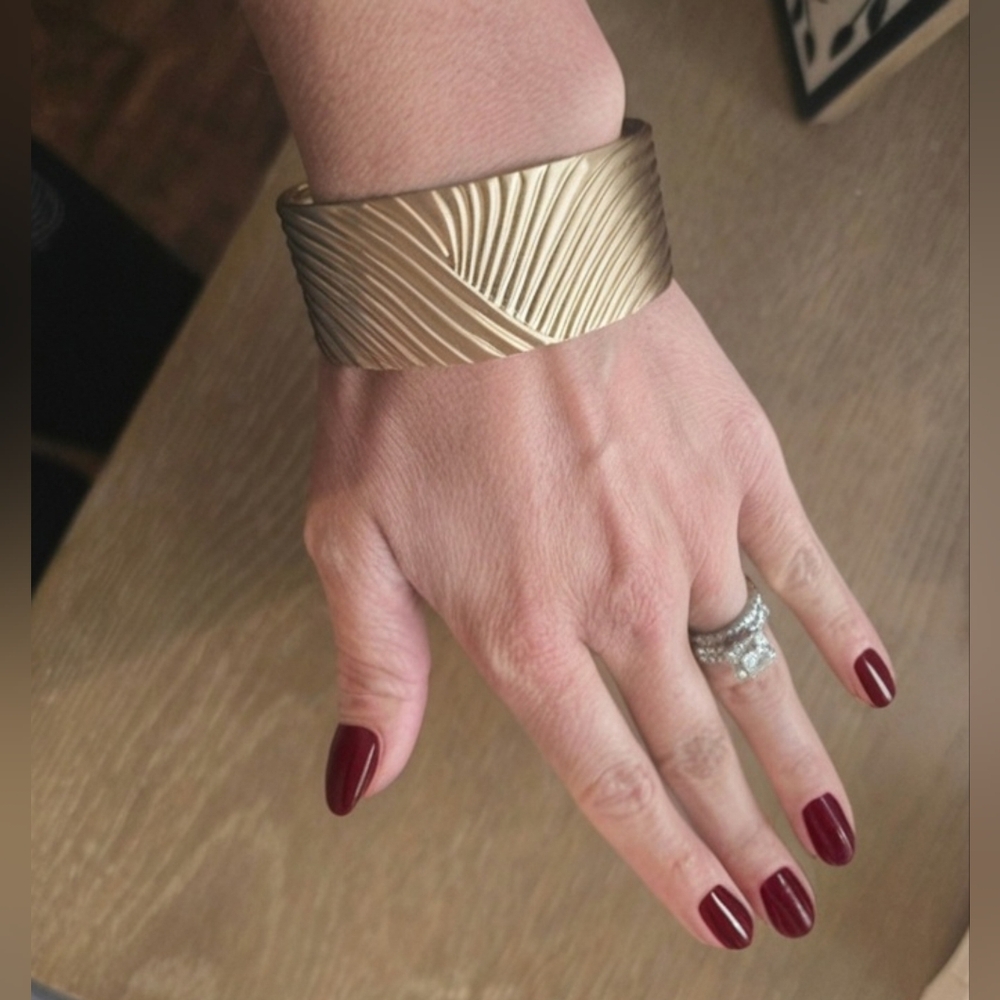 Silver And Gold Textured Cuff Bracelets Set NIB